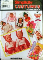 7988 SIMPLICITY BABY INFANT COSTUME BIBS, HATS, HALO, CAPE CUTE PATTERN